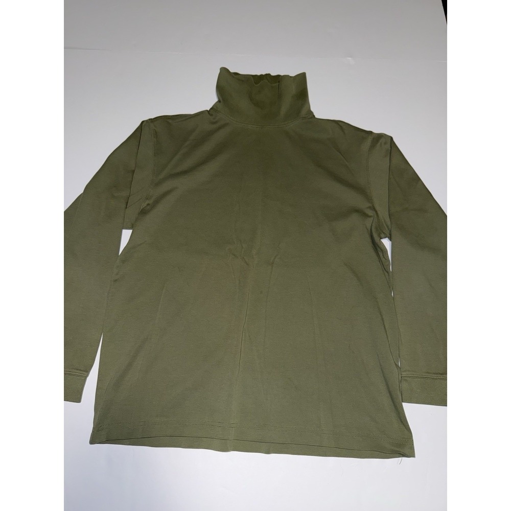 L.L.Bean Men Turtleneck Medium Sweater Olive Green Long Sleeve Cotton Outdoor